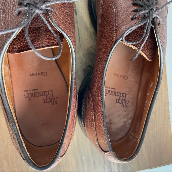 Allen Edmonds Canton Tan Pebble Oxfords USA Mens 9.5 D - Picture 10 of 13